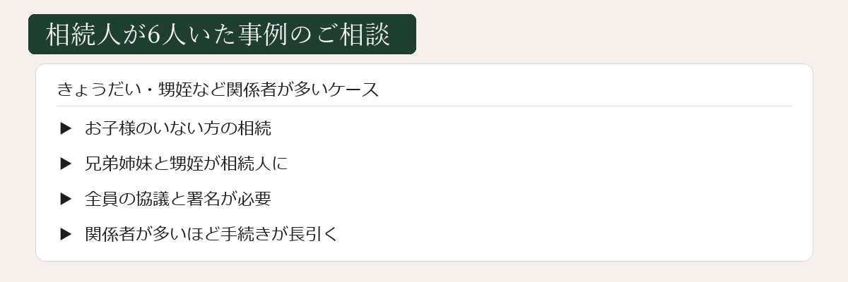 相続人が6人いた事例のご相談