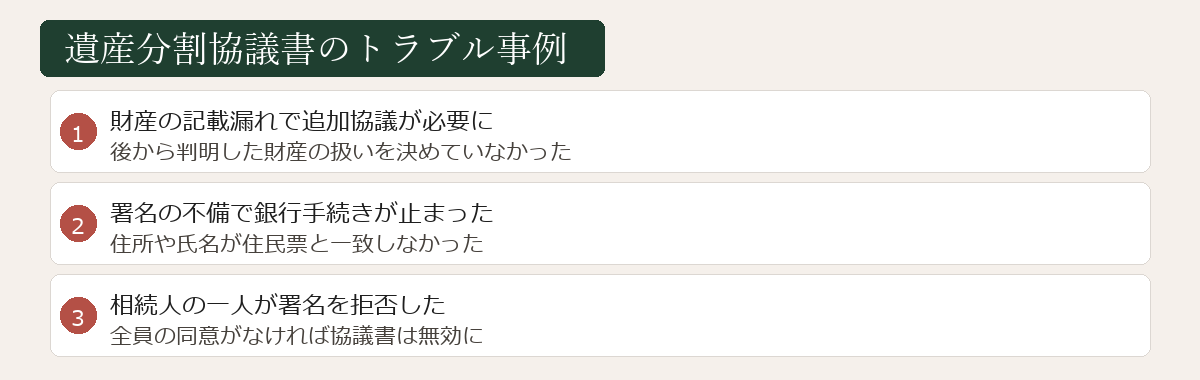 遺産分割協議書のトラブル事例図