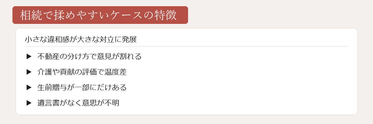 相続で揉めやすいケースの特徴