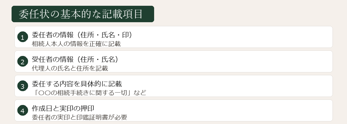 委任状の必須記載項目図
