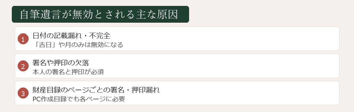 方式不備で無効になる原因図