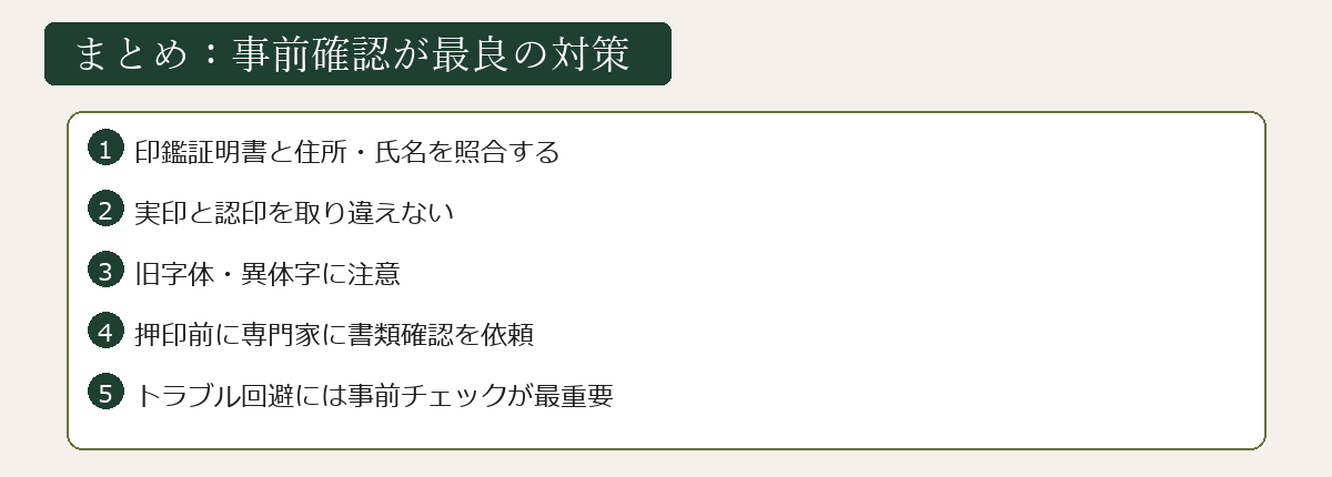 協議書署名ミス対策まとめ図