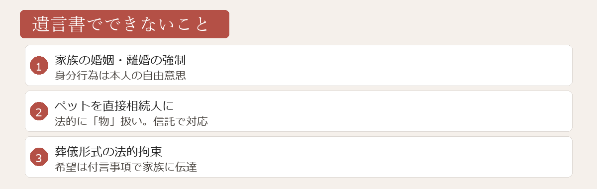 遺言書でできないことの図解
