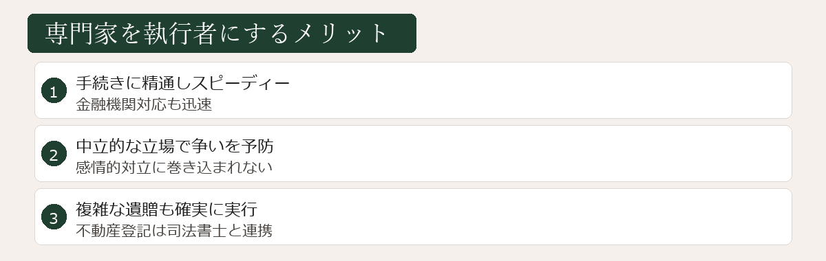 専門家を遺言執行者にするメリットの図解