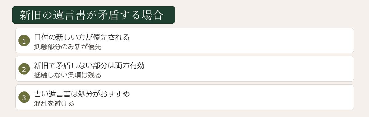 新旧の遺言書が矛盾する場合の図解