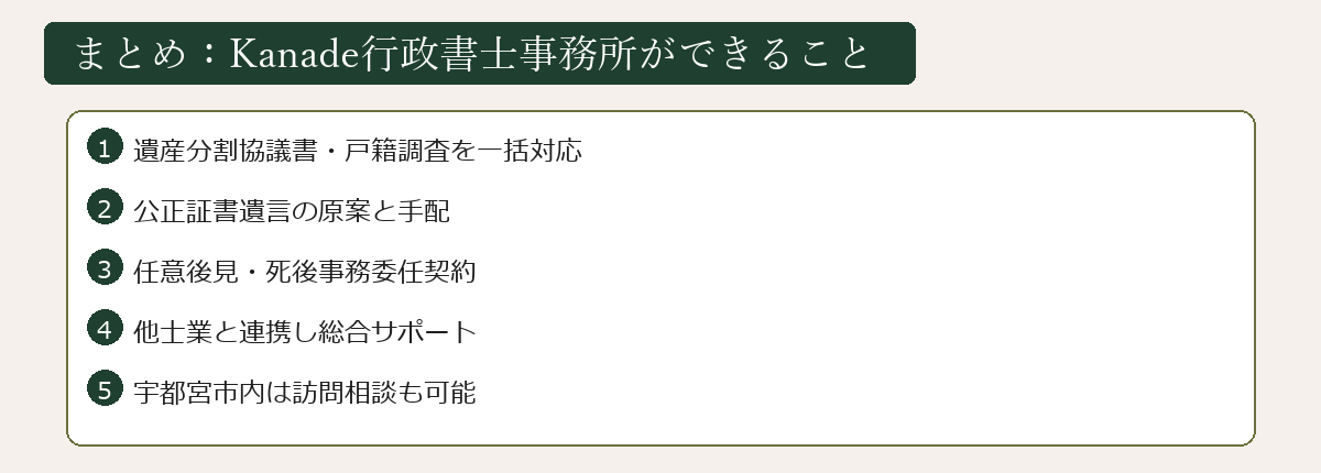 Kanade行政書士事務所ができることのまとめ