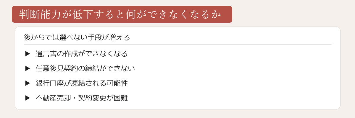 判断能力低下で何ができなくなるか