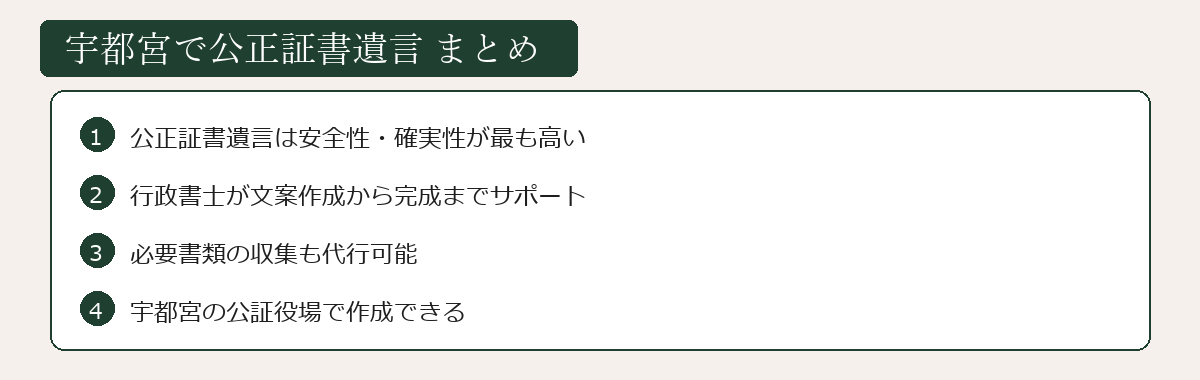 宇都宮で公正証書遺言まとめ図