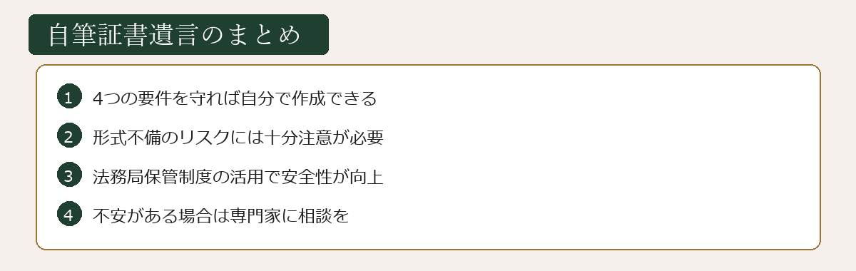 自筆証書遺言のまとめ図