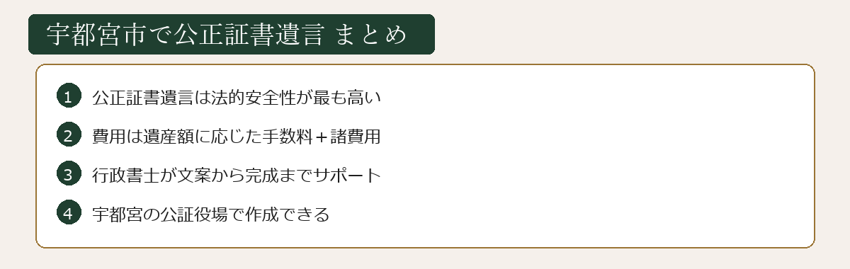 宇都宮市で公正証書遺言まとめ図