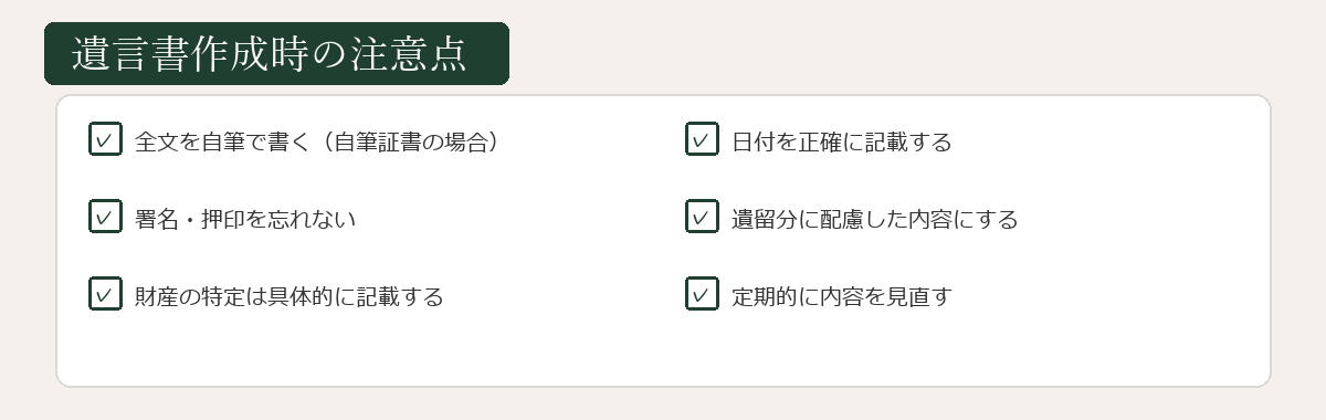 遺言書作成時の注意点チェックリスト