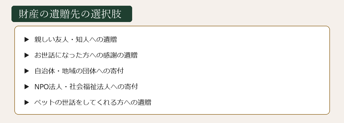 財産の遺贈先の選択肢の図解
