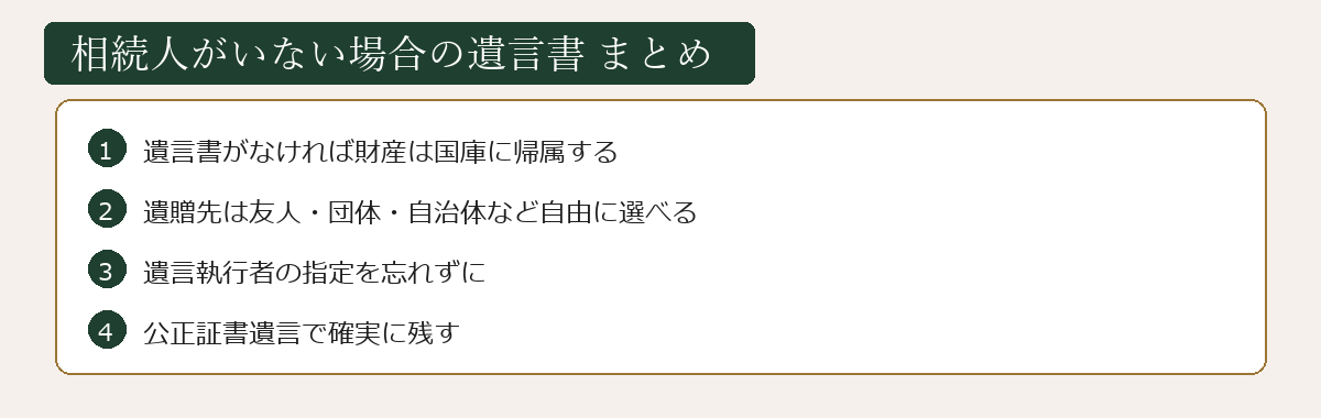 相続人がいない場合の遺言書まとめ図