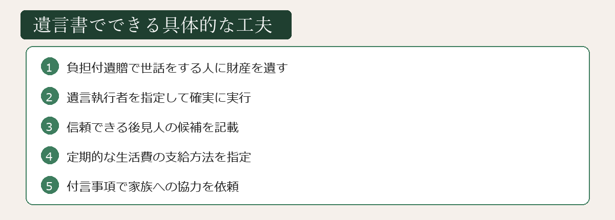 遺言書でできる具体的な工夫の図解