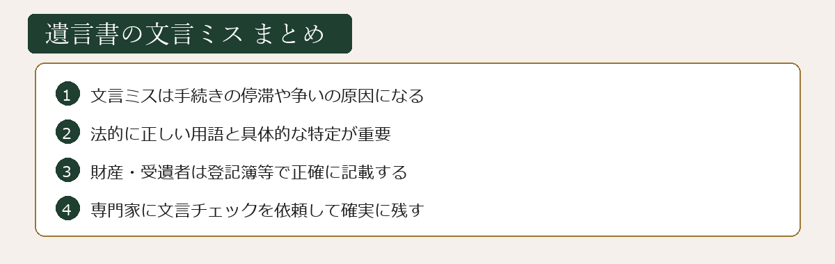 遺言書の文言ミスまとめ図