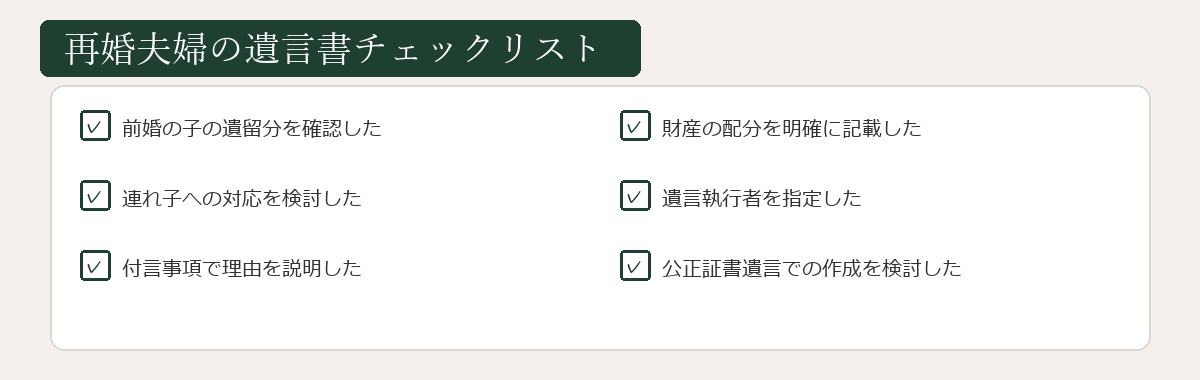 再婚夫婦の遺言書チェックリスト
