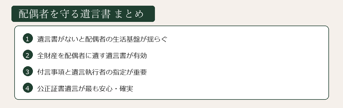 配偶者を守る遺言書まとめ図