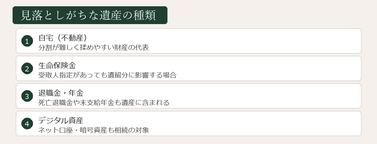 見落としがちな遺産の種類一覧図