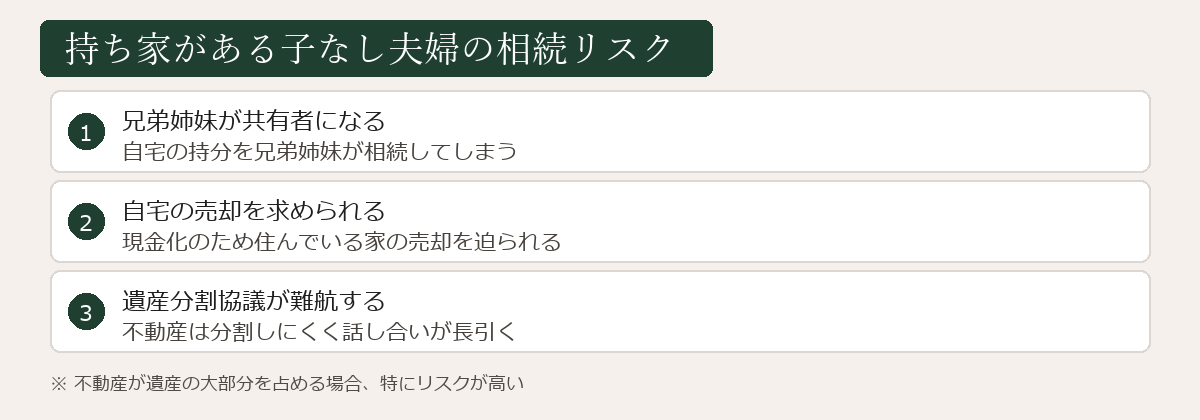 持ち家がある子なし夫婦の相続リスク図